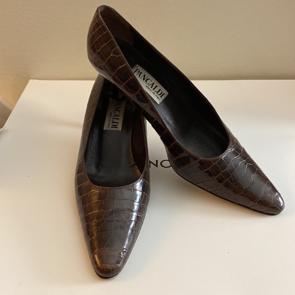 CROCO Pancaldi. Made in Italy. Kitten heel pumps. A classic WORN. Genuine croco - Picture 2 of 15